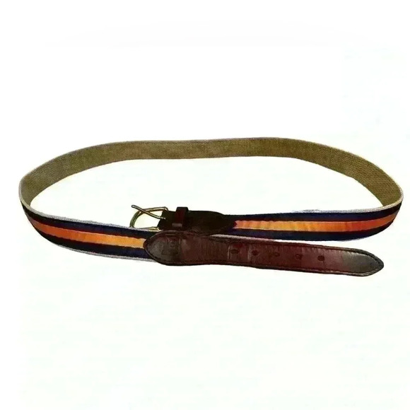 Jardine Other - Jardine Striped Leather Canvas Ribbon Belt